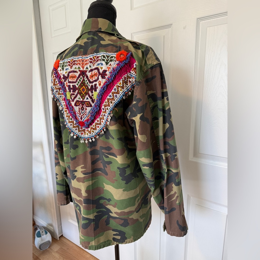 Free People Tricia Fix Camo with Colorful Embroidered Back - Picture 15 of 16